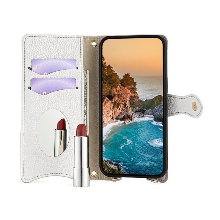 For Motorola Edge 50 Pro Crossbody Chain Fishtail Litchi Leather Phone Case(White)