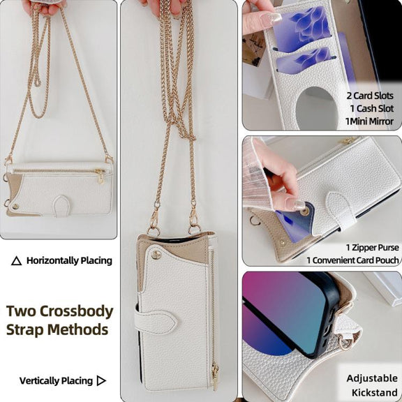 For Motorola Edge 50 Pro Crossbody Chain Fishtail Litchi Leather Phone Case(White)