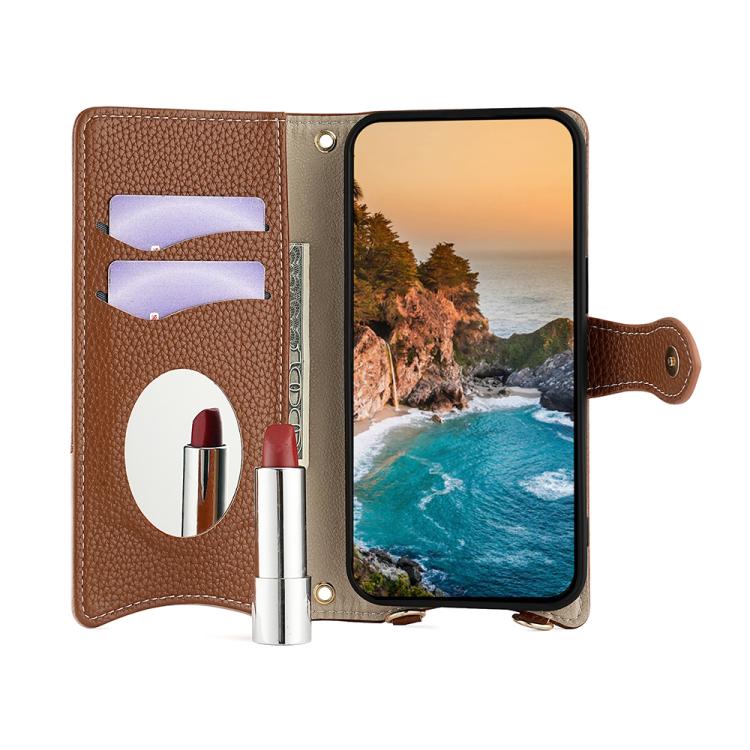 For Motorola Edge+ 2022 / Edge 30 Pro Crossbody Chain Fishtail Litchi Leather Phone Case(Brown)