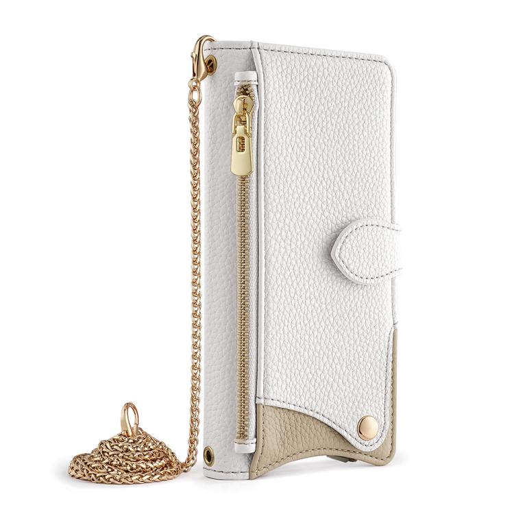 For OnePlus Ace 3 Pro Crossbody Chain Fishtail Litchi Leather Phone Case(White)