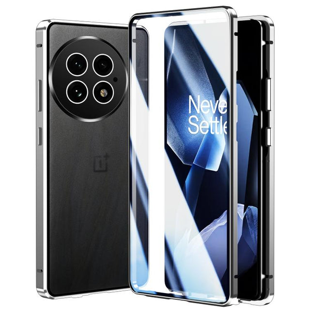 For OnePlus 13 Magnetic HD Tempered Glass Phone Case(Silver)