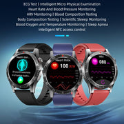 H9 1.43 inch Leather Strap ECG Smart Watch Supports Bluetooth Calls/Smart Voice Assistant(Black)