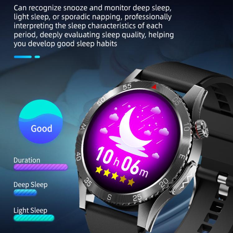 H9 1.43 inch Leather Strap ECG Smart Watch Supports Bluetooth Calls/Smart Voice Assistant(Black)
