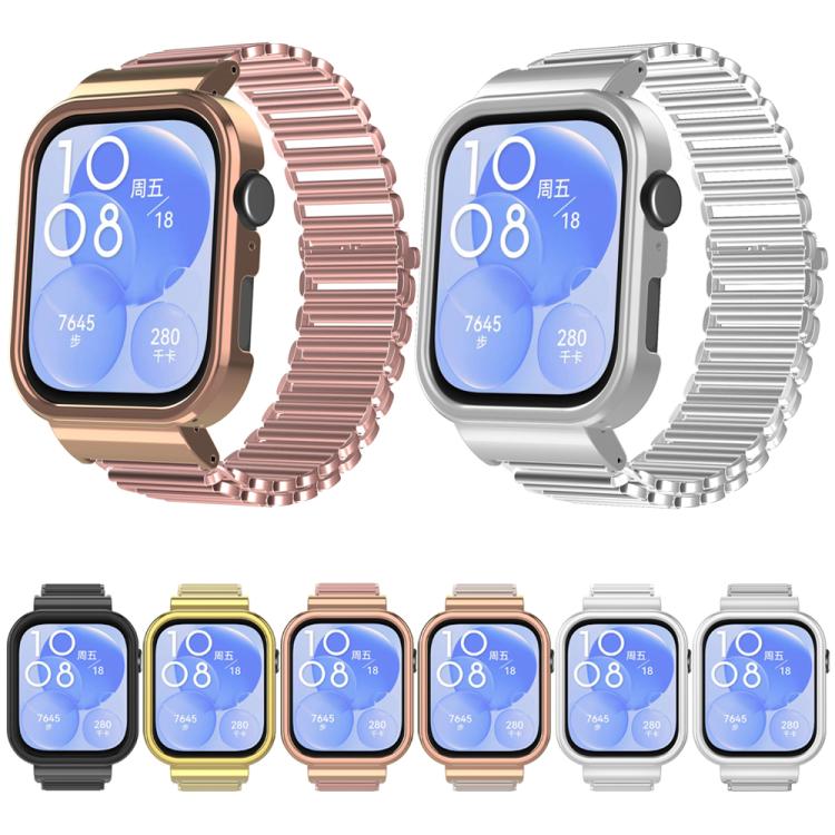 For Huawei Watch Fit3 Hollow Chain Metal Frame Watch Band(Gold)