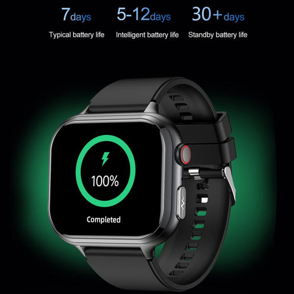 TK17 1.91 inch Horizontal Screen Silicone Strap Smart Watch Supports ECG Electrocardiogram(Black)