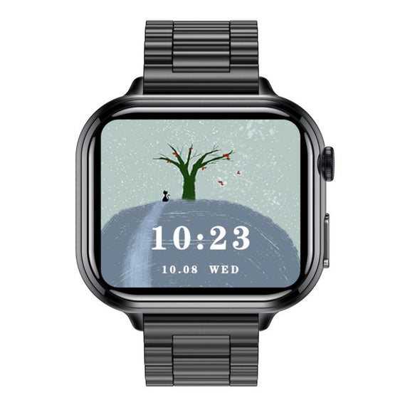 TK17 1.91 inch Horizontal Screen Steel Strap Smart Watch Supports ECG Electrocardiogram(Black)