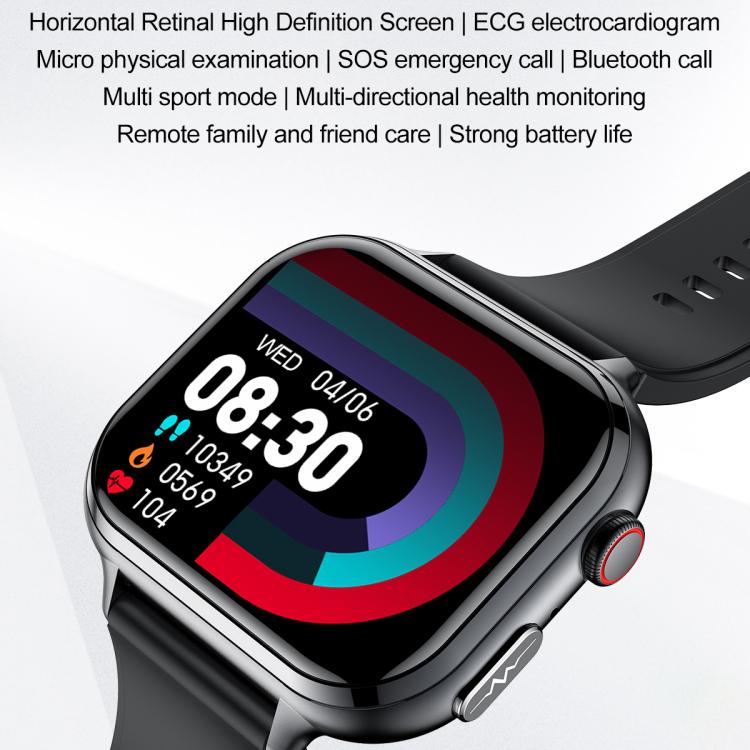 TK17 1.91 inch Horizontal Screen Steel Strap Smart Watch Supports ECG Electrocardiogram(Silver)