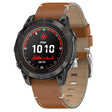 For Garmin Watch 26mm Stitched Genuine Leather Quick Release Watch Band(Brown Silver) - free shipping - PMC TechLife - Order now!