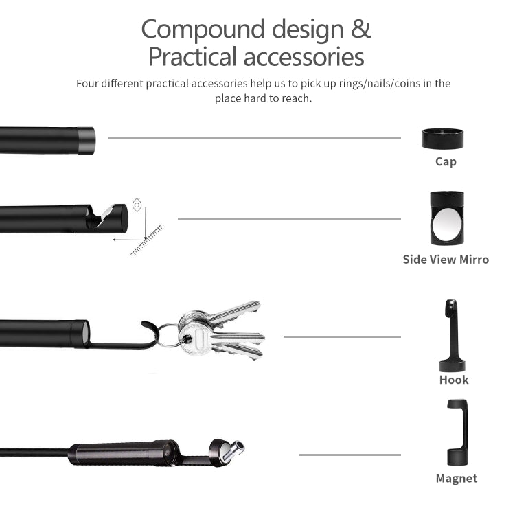 5.5mm 1080P IP68 Water-resistant 4.3 inch Screen Single Camera Digital Endoscope, Line Length:2m