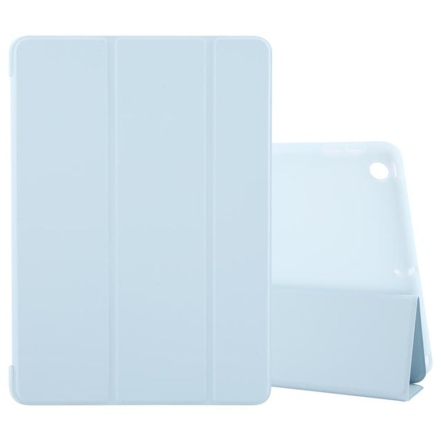 For iPad 10.2 2021 / 2020 / 2019 GEBEI 3-folding Holder Shockproof Flip Leather Tablet Case(Sky Blue)