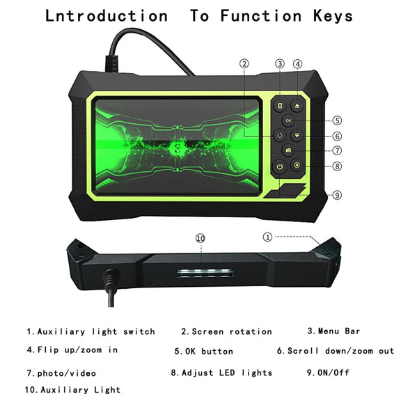 8mm 1080P IP68 Water-resistant 4.3 inch Screen Single Camera Digital Endoscope, Line Length:7m