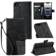 For iPhone 16e TTUDRCH Embossed Line Splicing Leather Phone Case(Black) - iPhone 16e Cases by PMC TechLife | Online Shopping South Africa | PMC TechLife | Buy Now Pay Later Mobicred