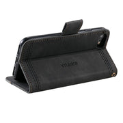 For iPhone 16e TTUDRCH Embossed Line Splicing Leather Phone Case(Black)