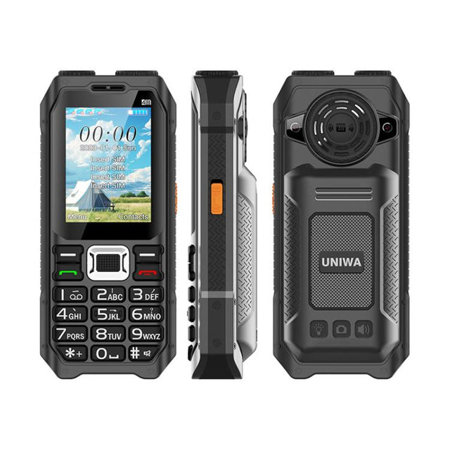UNIWA M6000 Big Speaker Keypad Phone, 2.4 inch, Dual Flashlights, 21 Keys, SOS, FM, 4 SIM, GSM, Plug:UK Plug(Black)