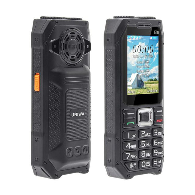 UNIWA M6000 Big Speaker Keypad Phone, 2.4 inch, Dual Flashlights, 21 Keys, SOS, FM, 4 SIM, GSM, Plug:AU Plug(Black)