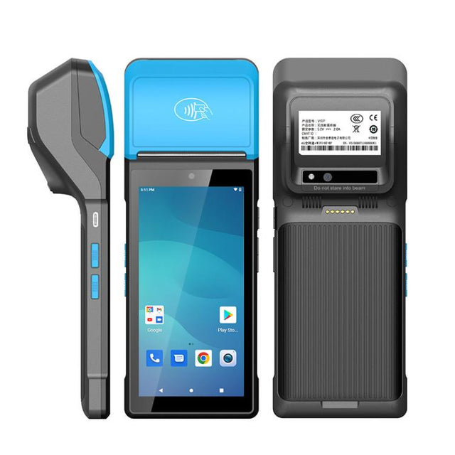 UNIWA V6P Thermal Label Printer Handheld PDA, 2GB+16GB, 5.45 inch Android 12 Mediatek MT6761 Quad Core, NFC, Network: 4G, Plug:UK Plug(Black Blue)