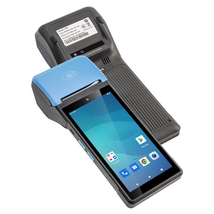 UNIWA V6P Thermal Label Printer Handheld PDA, 2GB+16GB, 5.45 inch Android 12 Mediatek MT6761 Quad Core, NFC, Network: 4G, Plug:EU Plug(Black Blue)