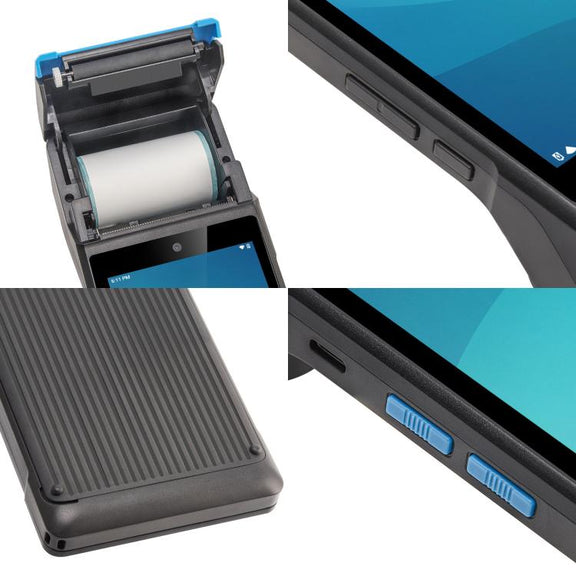 UNIWA V6P Thermal Label Printer Handheld PDA, 2GB+16GB, 5.45 inch Android 12 Mediatek MT6761 Quad Core, NFC, Network: 4G, Plug:EU Plug(Black Blue)