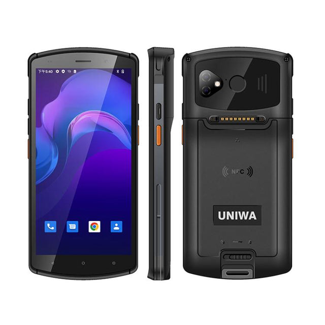 UNIWA V7S PDA Barcode Scanner Rugged Phone, 4GB+64GB, 5.7 inch Android 12 Mediatek MT6762 Octa Core, NFC, Network: 4G, Plug:US Plug(Black)