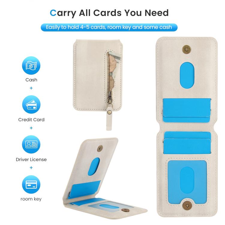 For iPhone 16e Zipper Wallet Split MagSafe Leather Back Phone Case(White)