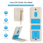 For iPhone 16e Zipper Wallet Split MagSafe Leather Back Phone Case(White)