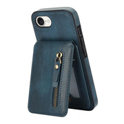 For iPhone 16e Zipper Wallet Split MagSafe Leather Back Phone Case(Blue)