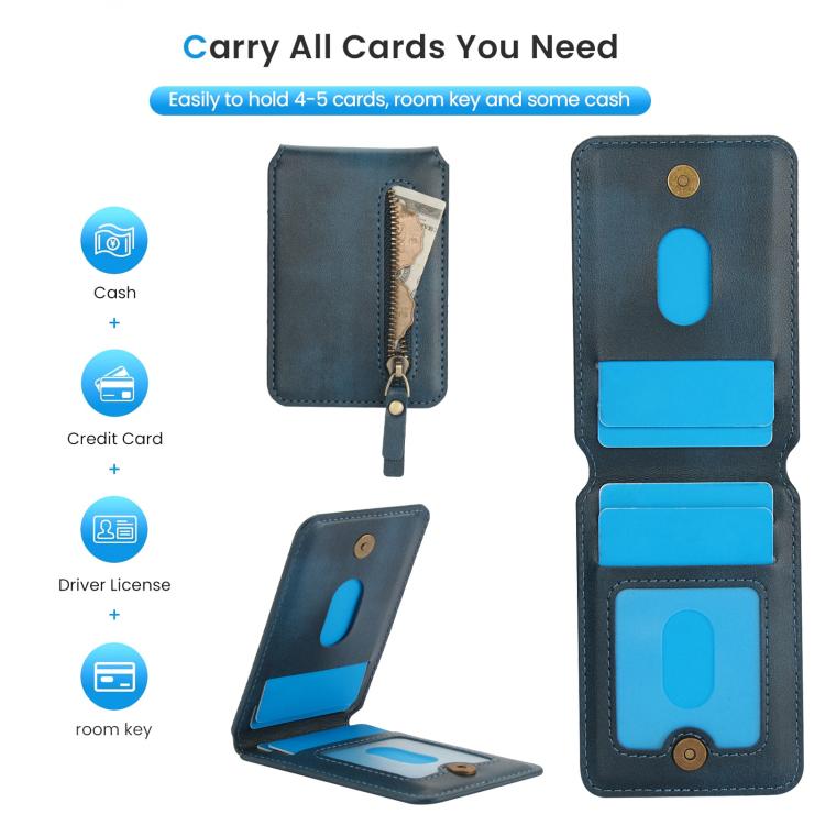 For iPhone 16e Zipper Wallet Split MagSafe Leather Back Phone Case(Blue)