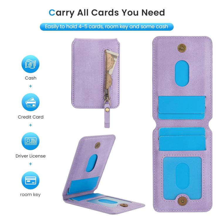 For iPhone 16e Zipper Wallet Split MagSafe Leather Back Phone Case(Purple)