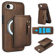 For iPhone 16e Zipper Wallet Split MagSafe Leather Back Phone Case(Brown) - iPhone 16e Cases by PMC TechLife | Online Shopping South Africa | PMC TechLife | Buy Now Pay Later Mobicred