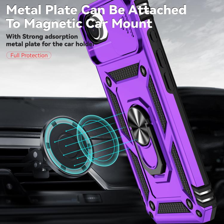 For iPhone 16e Sliding Camshield Holder Phone Case(Purple)