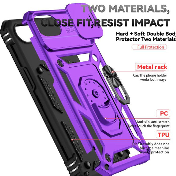For iPhone 16e Sliding Camshield Holder Phone Case(Purple)