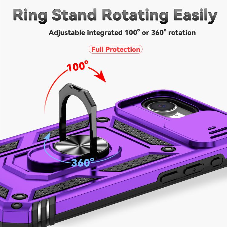 For iPhone 16e Sliding Camshield Holder Phone Case(Purple)