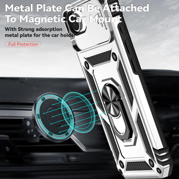 For iPhone 16e Sliding Camshield Holder Phone Case(Silver)