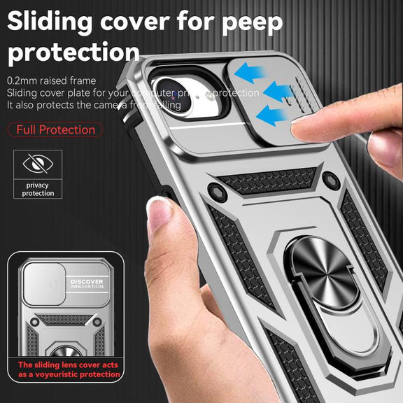 For iPhone 16e Sliding Camshield Holder Phone Case(Silver)