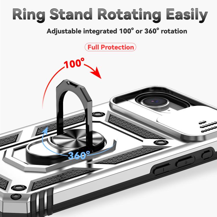 For iPhone 16e Sliding Camshield Holder Phone Case(Silver)