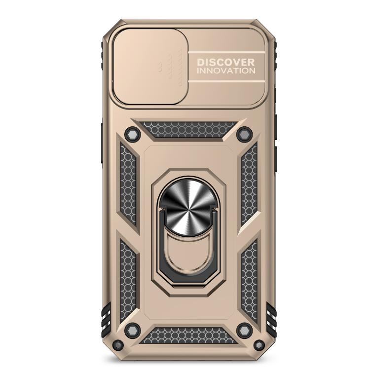 For iPhone 16e Sliding Camshield Holder Phone Case(Gold)