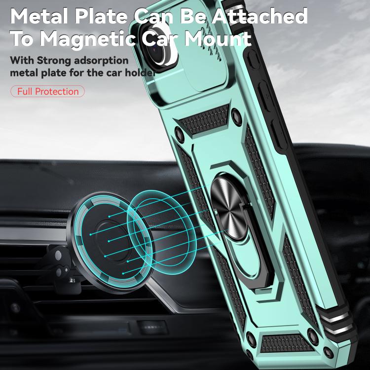 For iPhone 16e Sliding Camshield Holder Phone Case(Dark Green)