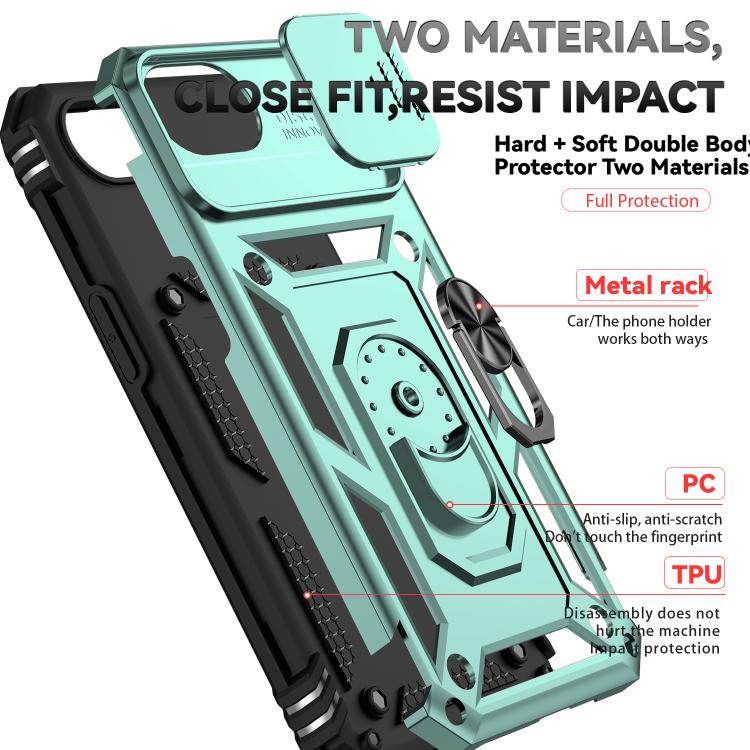 For iPhone 16e Sliding Camshield Holder Phone Case(Dark Green)