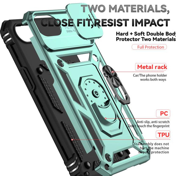 For iPhone 16e Sliding Camshield Holder Phone Case(Dark Green)