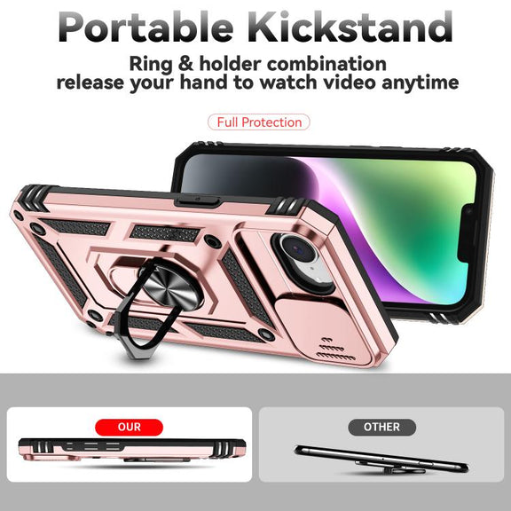 For iPhone 16e Sliding Camshield Holder Phone Case(Rose Gold)