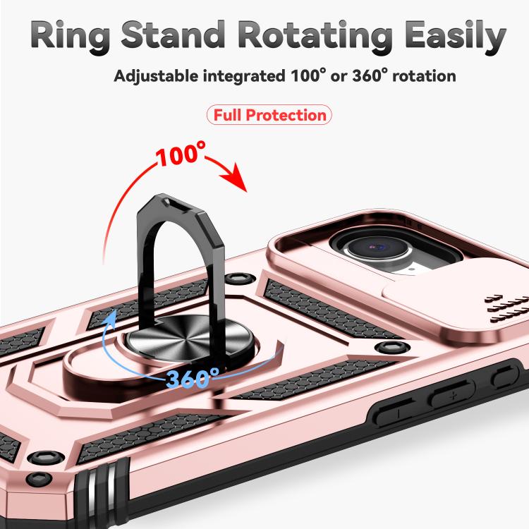 For iPhone 16e Sliding Camshield Holder Phone Case(Rose Gold)
