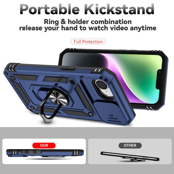 For iPhone 16e Sliding Camshield Holder Phone Case(Blue)
