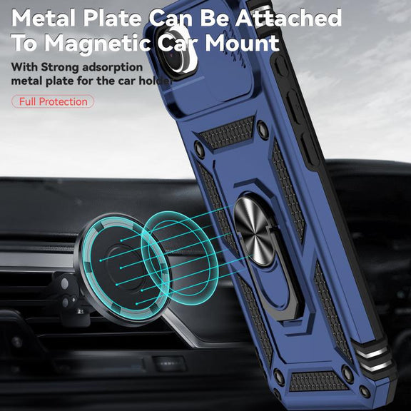 For iPhone 16e Sliding Camshield Holder Phone Case(Blue)