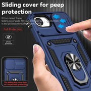 For iPhone 16e Sliding Camshield Holder Phone Case(Blue)