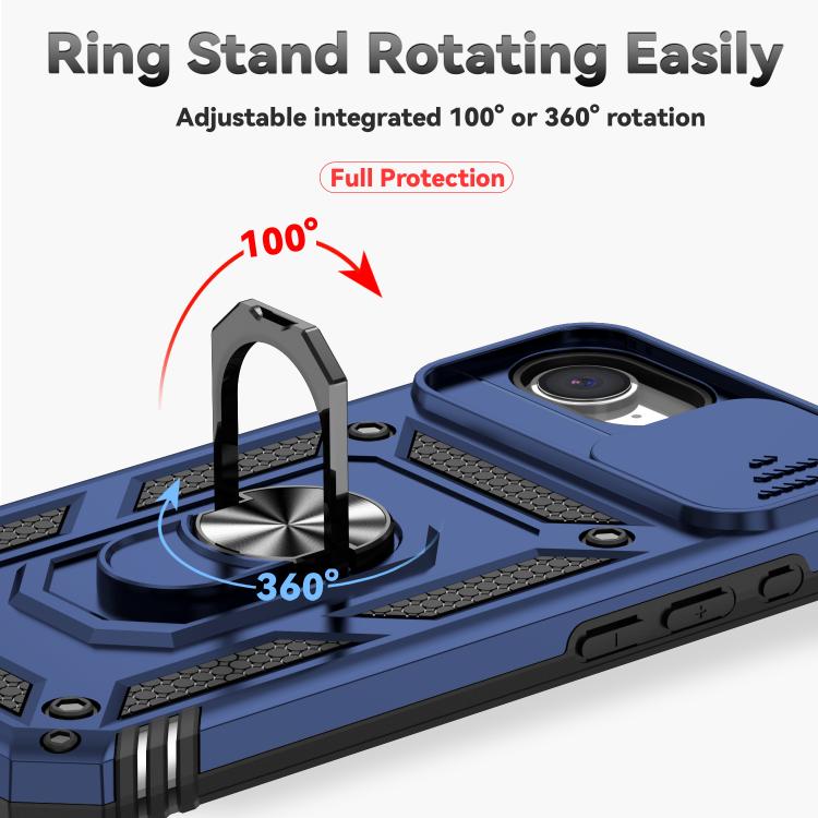 For iPhone 16e Sliding Camshield Holder Phone Case(Blue)