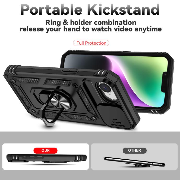 For iPhone 16e Sliding Camshield Holder Phone Case(Black)
