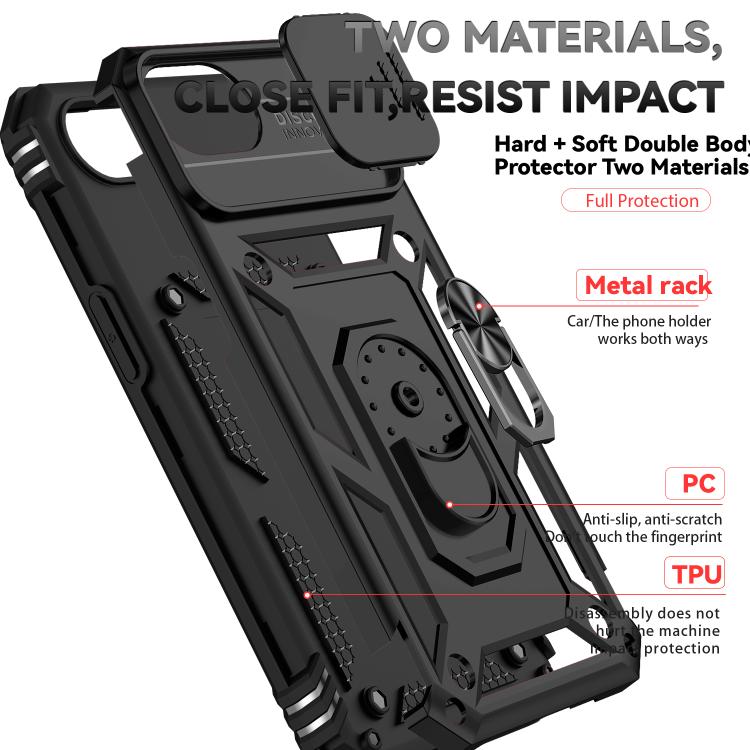 For iPhone 16e Sliding Camshield Holder Phone Case(Black)