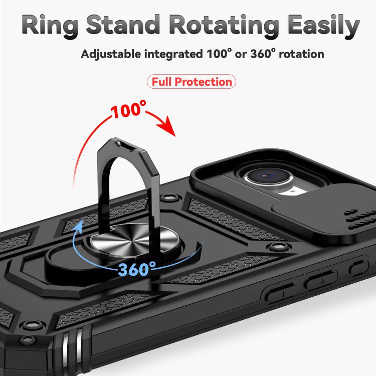 For iPhone 16e Sliding Camshield Holder Phone Case(Black)