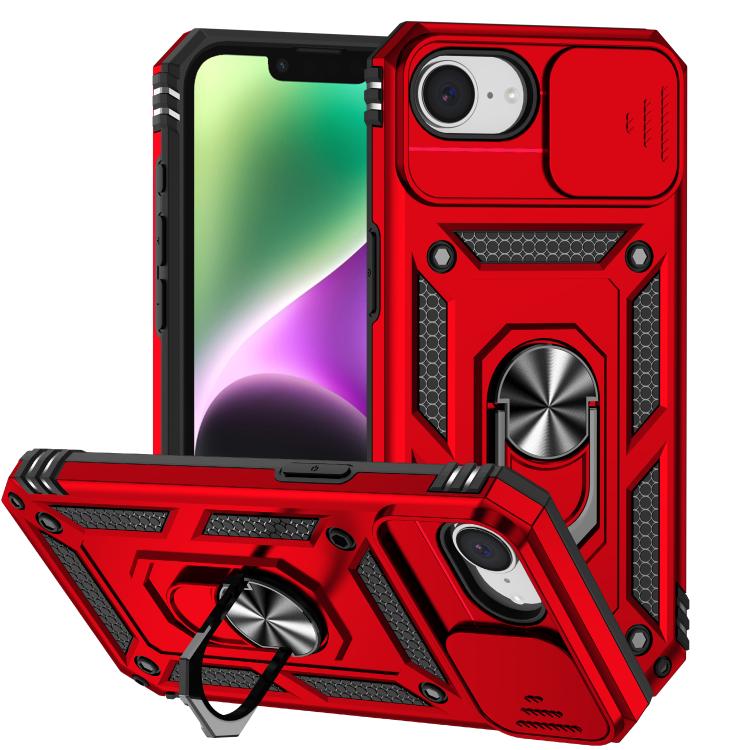 For iPhone 16e Sliding Camshield Holder Phone Case(Red)