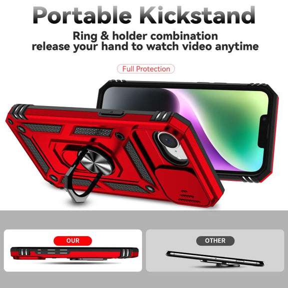 For iPhone 16e Sliding Camshield Holder Phone Case(Red)